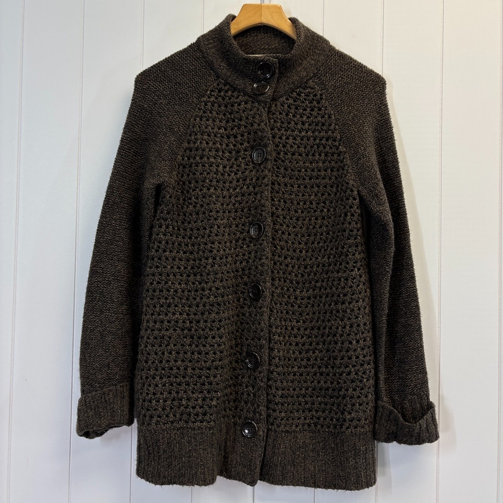 Carolyn Taylor Dark Academia Chunky Cardigan Sweater Women Medium Earthy Cozy